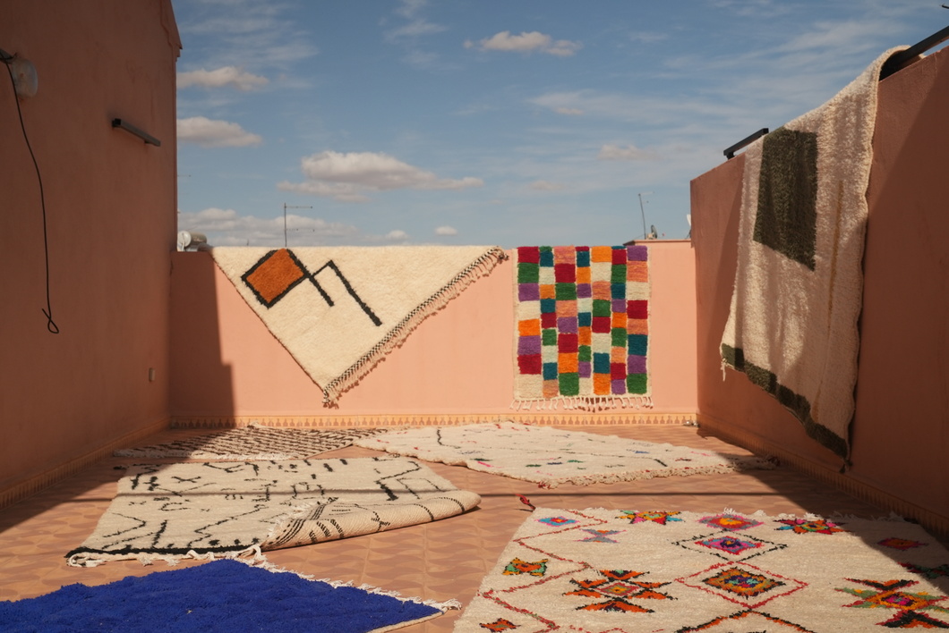 Berber rugs drying in the sun